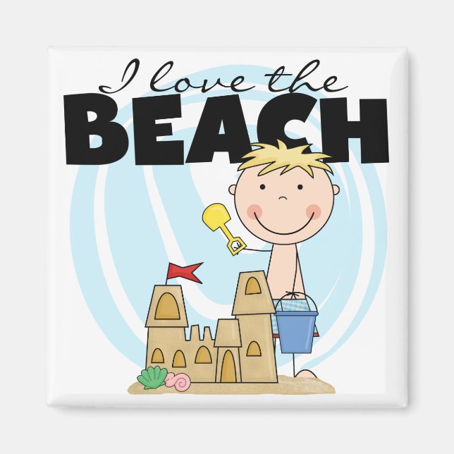 Ich Liebe die Beach Blond Boy Tshirts und Geschenk Magnet (Vorne)