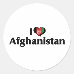 Ich liebe die Flagge Afghanistans Runder Aufkleber
