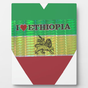 Ich liebe die Flagge - Äthiopien lieben   Rot Gold Fotoplatte