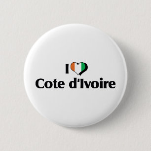 Ich liebe die Flagge der Elfenbeinküste Button