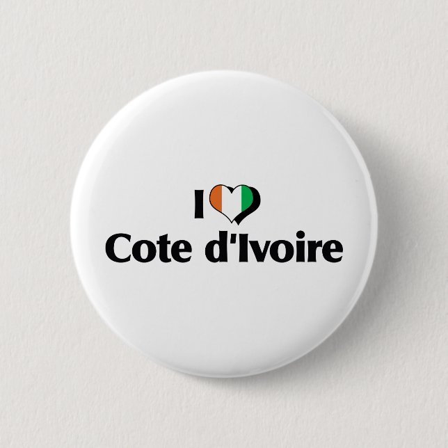 Ich liebe die Flagge der Elfenbeinküste Button (Vorderseite)