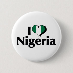 Ich liebe die Flagge Nigerias Button