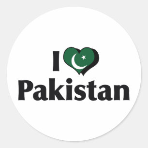 Ich liebe die Flagge Pakistans Runder Aufkleber