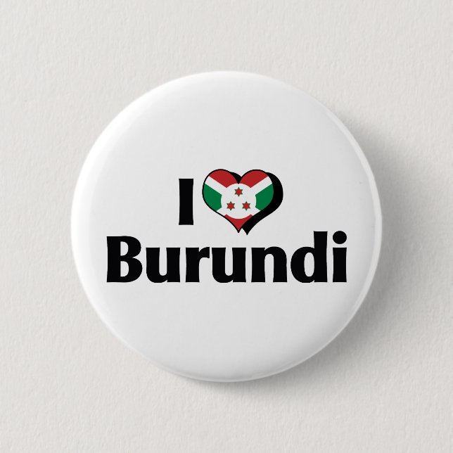 Ich liebe die Flagge von Burundi Button (Vorderseite)
