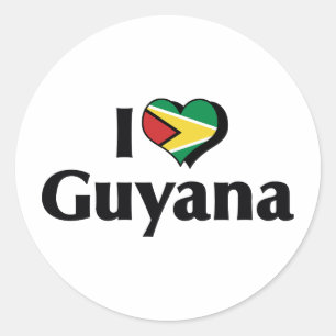 Ich liebe die Flagge von Guyana Runder Aufkleber