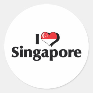 Ich liebe die Flagge von Singapur Runder Aufkleber