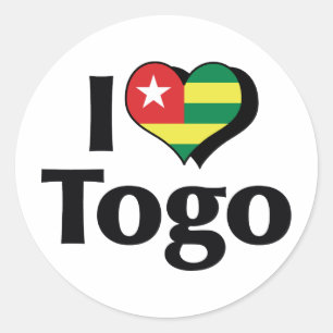 Ich liebe die Flagge von Togo Runder Aufkleber