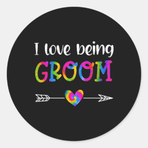 Ich Liebe, die Groom Proud Groom Gefärbte Krawatte Runder Aufkleber