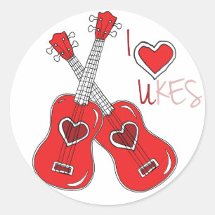 Ich liebe die Liebe Ukuleles Runder Aufkleber