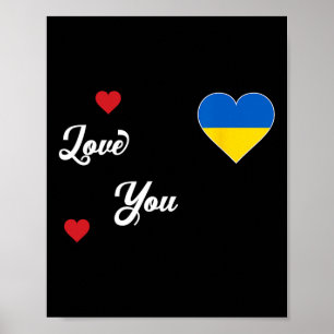 Ich liebe die Ukraine mit der ukrainischen Flagge  Poster
