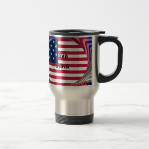 Ich liebe die USA Swirl: Patriotischer Herz Kunst  Reisebecher