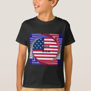 Ich liebe die USA Swirl: Patriotischer Herz Kunst  T-Shirt