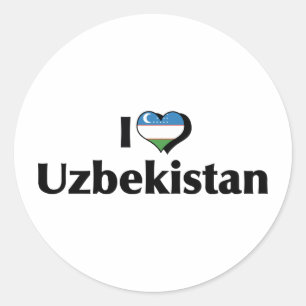 Ich liebe die Usbekistan-Flagge Runder Aufkleber