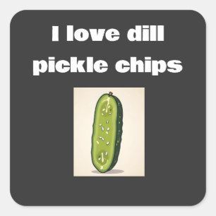 ich liebe Dill-Gurken-Chips  Quadratischer Aufkleber