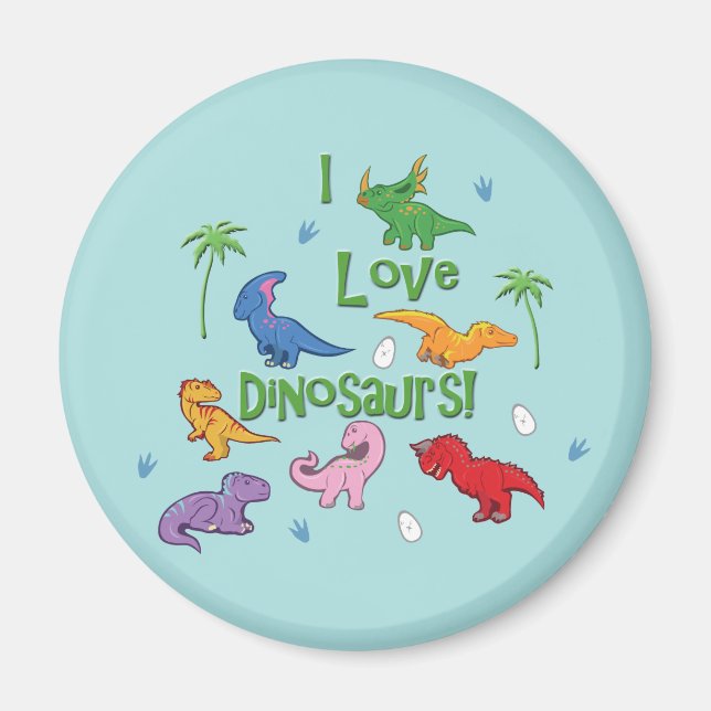 Ich Liebe Dinosaurier! niedlich Magnet (Vorne)