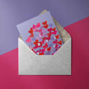 Ich Liebe dir Aquarellherzen Postcard Postkarte