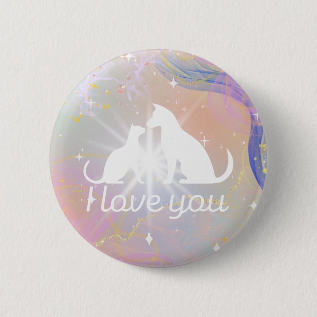 Ich Liebe dir Aquarellkatzentaste Button (Vorderseite)