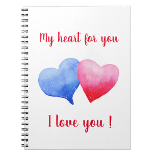 Ich Liebe dir den Valentinstag mit blauem und rote Notizblock