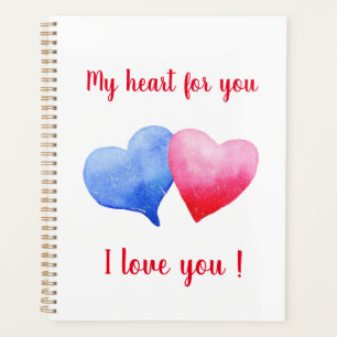 Ich Liebe dir den Valentinstag mit blauem und rote Planer