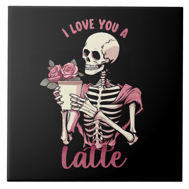 Ich Liebe dir ein Valentinstag Skelett Fliese (Vorderseite)
