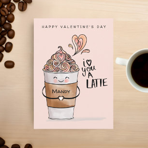 Ich Liebe dir eine Latte Kawaii Coffee Cup Valenti Karte