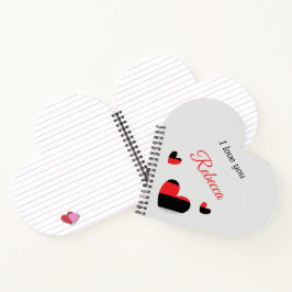 Ich Liebe dir farbenfrohe Herzen grau Notizbuch