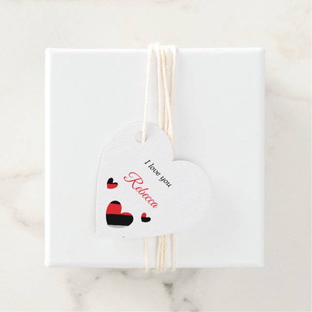 Ich Liebe dir farbenfrohe Herzen weiß Geschenkanhänger (Beispiel)