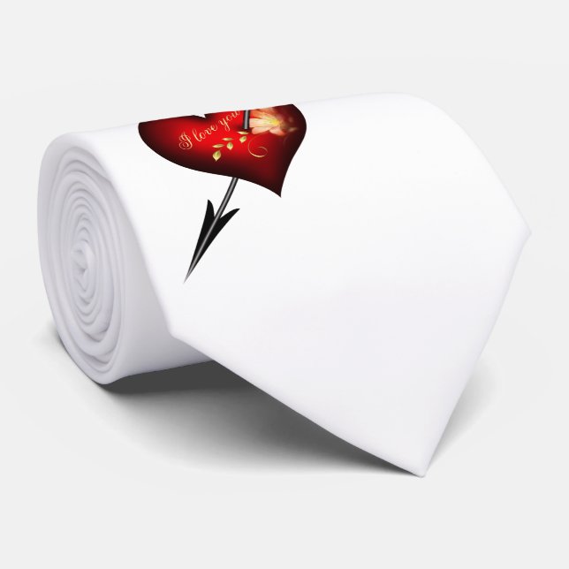 Ich Liebe dir Herz und Pfeil Krawatte (Gerollt)