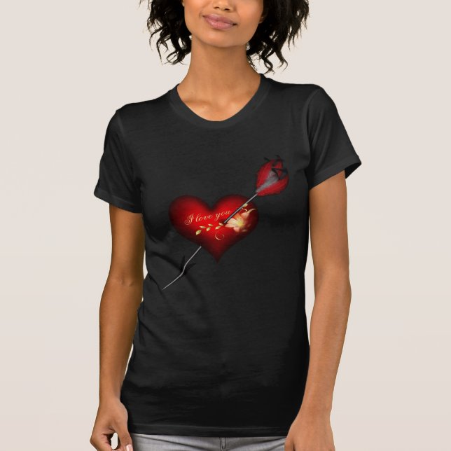 Ich Liebe dir Herz und Pfeil T-Shirt (Vorderseite)