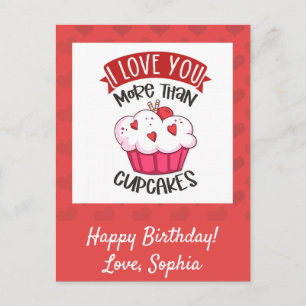 Ich Liebe dir mehr als Cupcakes Postkarte