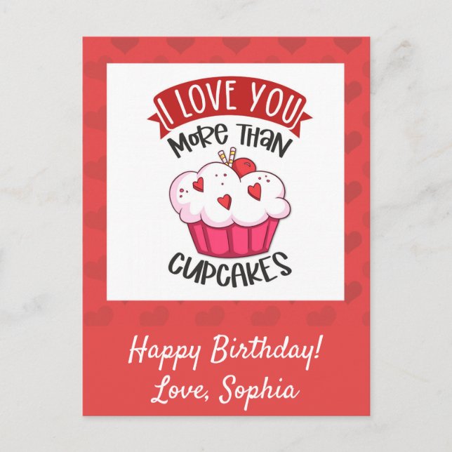 Ich Liebe dir mehr als Cupcakes Postkarte (Vorderseite)