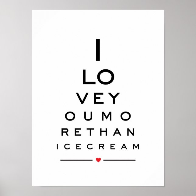 Ich Liebe dir mehr als Eis-Eye-Chart Poster (Vorne)