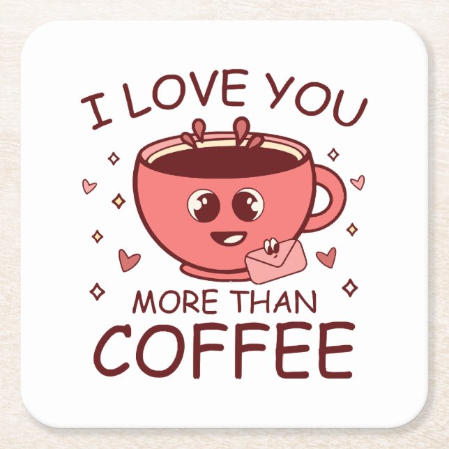 Ich Liebe dir mehr als Kaffee Rechteckiger Pappuntersetzer (Vorderseite)