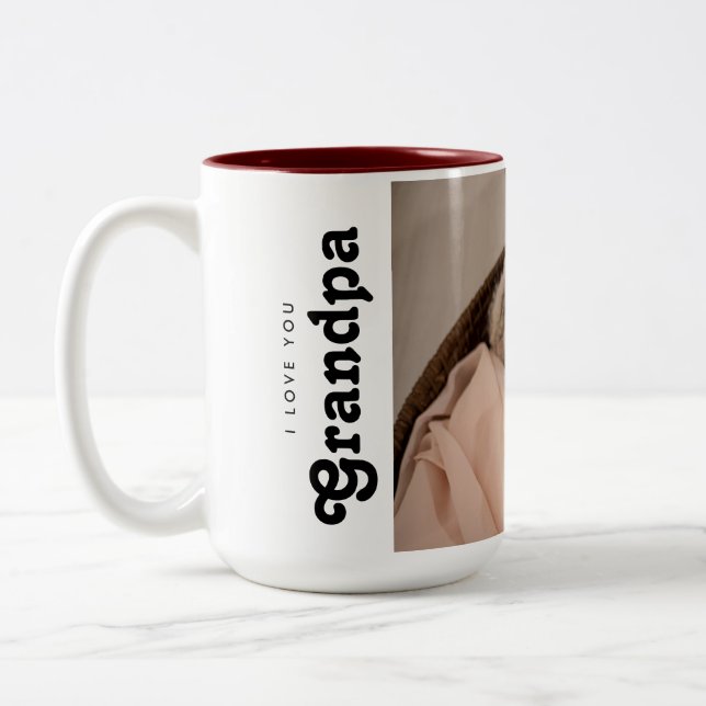 Ich Liebe dir Opa Foto vom Baby Zweifarbige Tasse (Links)