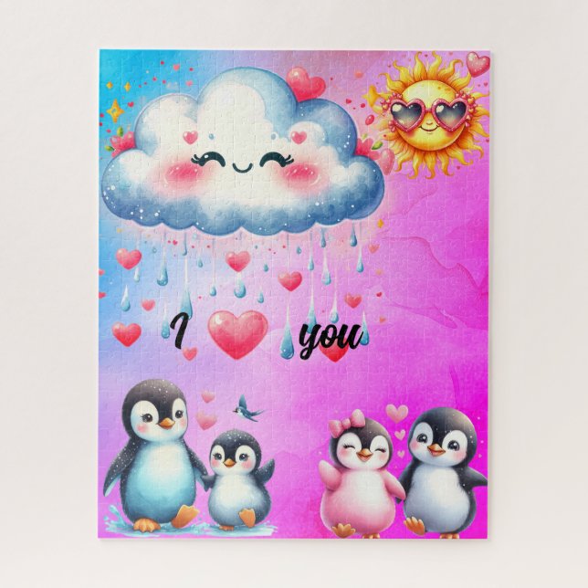 Ich Liebe dir Pinguine Puzzle (Vertikal)