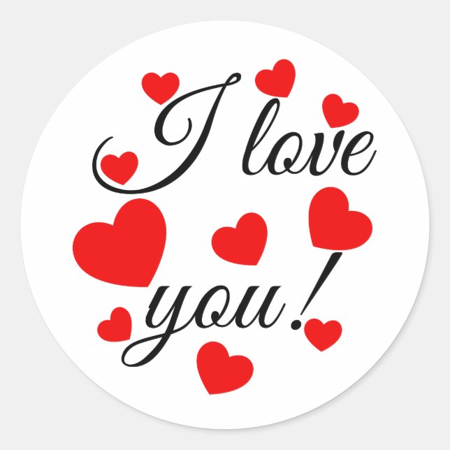 Ich Liebe dir Red Hearts Runder Aufkleber (Vorderseite)