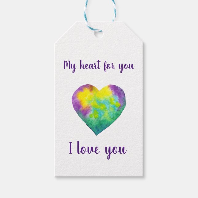 Ich Liebe dir Regenbogenherz Valentinstag Geschenkanhänger (Vorderseite)