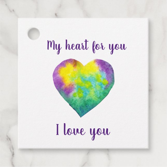 Ich Liebe dir Regenbogenherz Valentinstag Geschenkanhänger (Vorderseite)