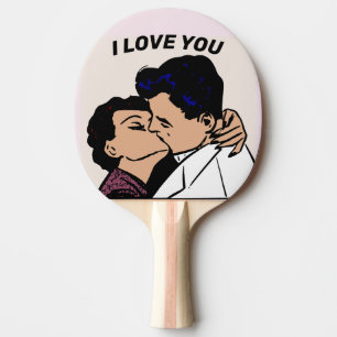 ICH LIEBE DIR, RETRO COUPLE PONG PADDLE TISCHTENNIS SCHLÄGER