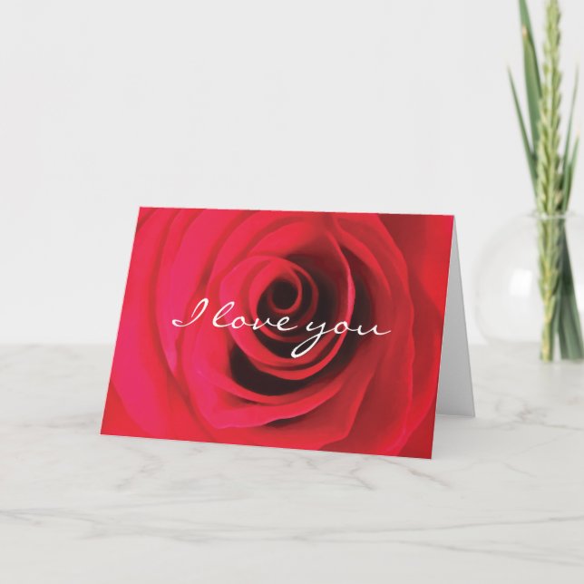 Ich Liebe dir rote Rose Valentinstag Karte (Vorderseite)