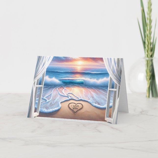 Ich Liebe dir Text in Beach Sand für das Jubiläum Karte (Vorderseite)
