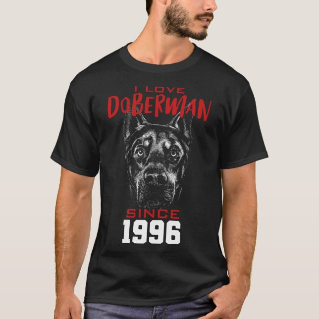 Ich Liebe Doberman seit 1996 T-Shirt (Vorderseite)