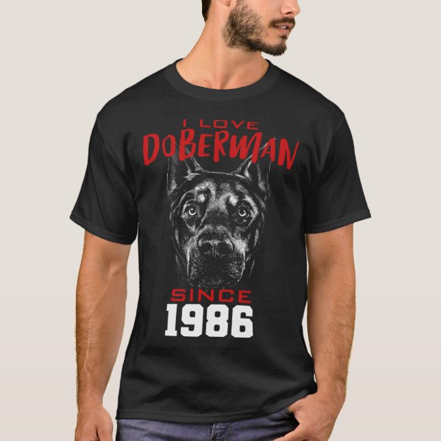 Ich liebe Dobermann seit 1986 T-Shirt (Vorderseite)