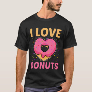 Ich liebe Donuts Herzförmig Lustiger Donut-Liebhab T-Shirt