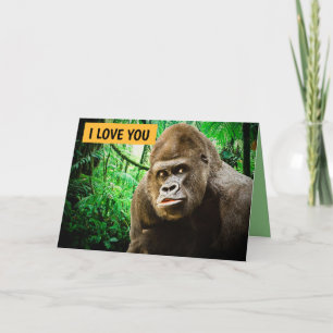 ICH LIEBE, DU GORILLA FUNNY GREETING CARD KARTE