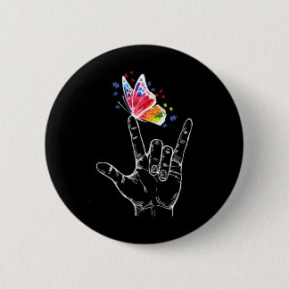 Ich Liebe, du händest Gebärdensprache Butterfly Au Button