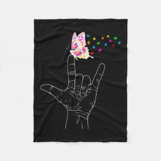 Ich Liebe, du händest Gebärdensprache Butterfly Au Fleecedecke