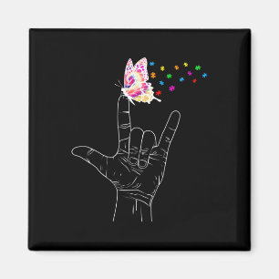 Ich Liebe, du händest Gebärdensprache Butterfly Au Magnet