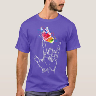 Ich Liebe, du händest Gebärdensprache Butterfly Au T-Shirt