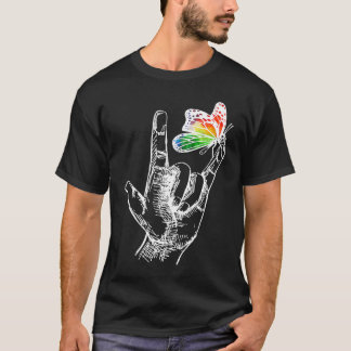 Ich Liebe, du händest Gebärdensprache Butterfly Au T-Shirt